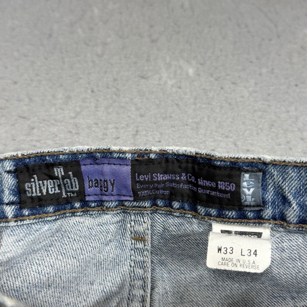 VTG 90s Levis SilverTab Jeans Mens Size 33 Baggy Fit Light Wash Denim Y2k - Picture 13 of 16